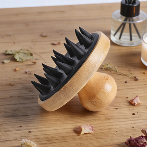 <span class=keywords><strong>Cepillo</strong></span> de Silicona y Bambú para Champú, Masajeador de Cuero Cabelludo para el Crecimiento del Cabello, Exfoliante y Anticaspa, con Cabezal de Silicona Suave - Product Image 3