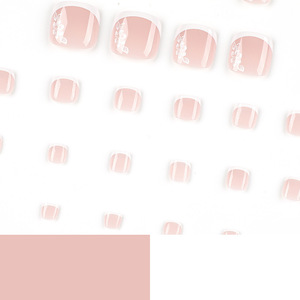 <span class=keywords><strong>Uñas</strong></span> Postizas <span class=keywords><strong>para</strong></span> los <span class=keywords><strong>Pies</strong></span>, 24 Piezas, Color Rosa Nude con Punta Francesa Blanca y Estampado Floral, <span class=keywords><strong>Uñas</strong></span> Brillantes <span class=keywords><strong>para</strong></span> Mujer, Verano, Playa, Novia - Product Image 5