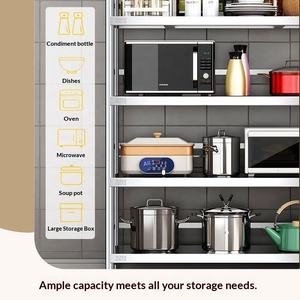 Étagère de rangement commerciale en acier inoxydable 304 argentée, sur pied, multi-niveaux, gain de place, type pot, avec clôture - Product Image 2