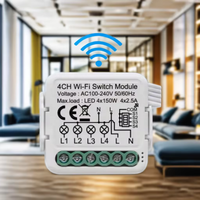 Precio de Fábrica en China para Módulo de Interruptor Inteligente Wi-Fi de 4 Vías ABS Retro con Asistente de Google PST-S04