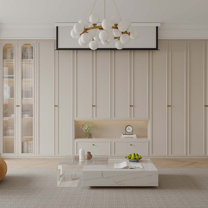 House Custom Furniture Modern Simple Wood Grain Lacquer Modular <strong>Kitchen</strong> Cabinet <strong>Flat</strong> Panel Elegant <strong>Kitchen</strong> <strong>Island</strong> With Storage - Product Image 1