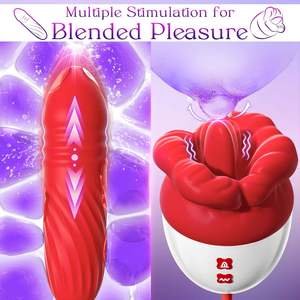Vibrador de Lengua con Boca Grande para Lamer el Pecho, 10 Modos de Vibración y Succión, Dildo con Movimiento de Empuje, Estimulación Anal, Juguetes Sexuales para Mujeres - Product Image 4