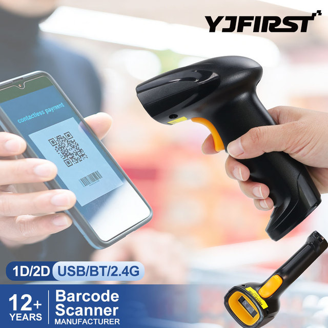 Handheld Barcode Scanner Barcod Scan BT USB 2.4GHz Wireless Barcode Reader 1D/2D Automatic QR Code Scanner Code Scanning Gun