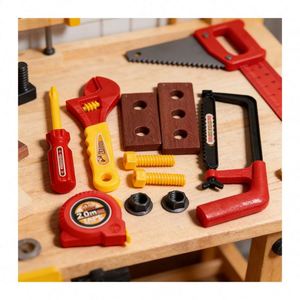 Ensemble d'outils de construction éducatifs, établi en bois, boîte à outils, jouet d'ingénieur, perceuse, jeu d'imitation, apprentissage des compétences motrices, jouet d'activité - Product Image 2