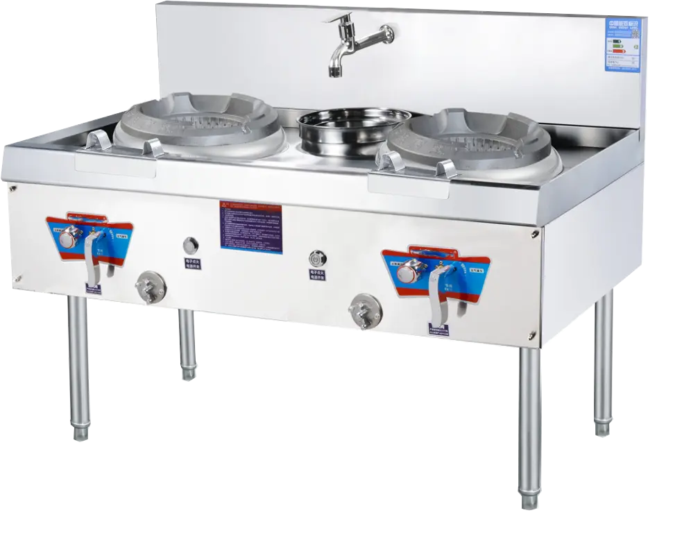 2024 China Manufacturer Factory Price Low Pressure Double Burner With Soup Pot Gas Stove With Electric Cable