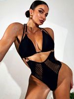Doorzichtige Mesh Bikini Eendelig Badpak Hoge Taille Uitgesneden Badpak Vrouwen Monkini Monday Badmode Meisjes Bikini Badmode