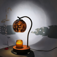 Lampe chauffe-bougie de style nouveau, abat-jour en verre, source lumineuse LED, lampe de table à base en bois, livraison directe disponible.