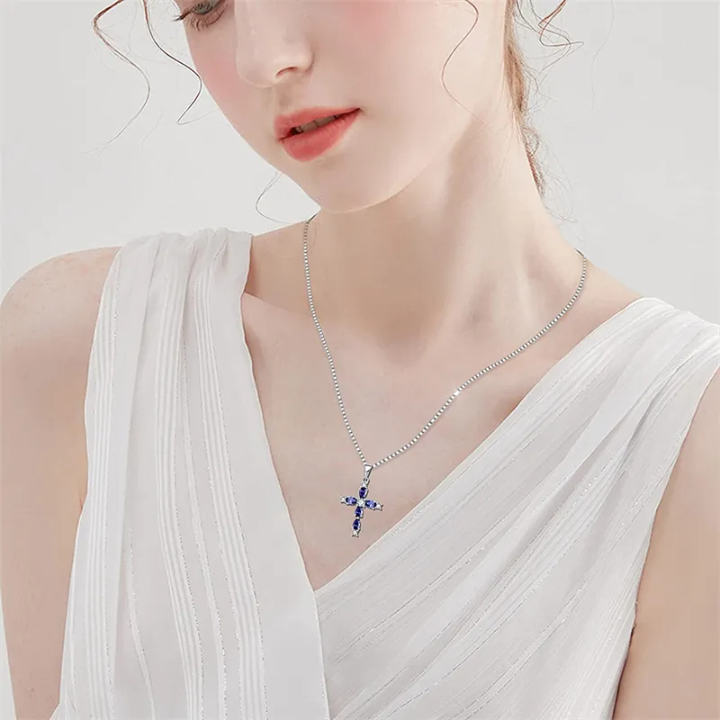 High Quality Diamond Christian Religion Jewelry birthstone CZ moissanite Iced Out Cross Necklace