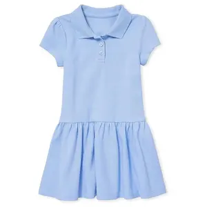 定制儿童套装女婴和幼儿短袖皮克马球连衣裙