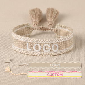 Bracelet tissé personnalisable avec logo, vente en gros, bracelets à breloques, accessoires, bracelets en corde tendance sur mesure pour femmes - Product Image 1