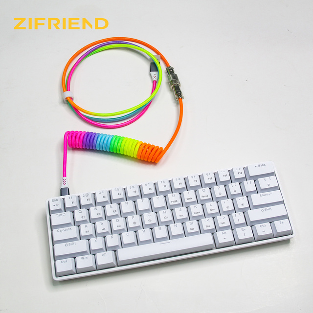 ZF Custom Gaming Keyboard Accessories with 1m Coiled Type C USB Port Cable Mechanical Keyboard and Aviator Coiling Cable