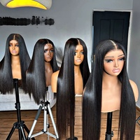 Perruque SDD en cheveux humains vietnamiens bruts, coupe longue bob, 13x4 sans colle, lisse, pour perruques Lace Front en dentelle transparente