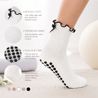 Chaussettes de Pilates à nœud en ruban pour femmes, haute qualité, avec logo personnalisé, élégantes, à compression, pour l'automne, ODM pour studios de Pilates et sports de plein air