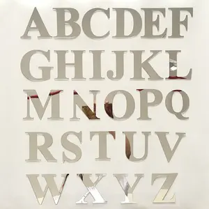 Letras alfabetos 3d de acrílico, faça você mesmo, adesivos geométricos de parede, decoração de quarto, festa