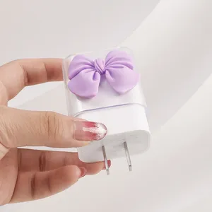 Pour <span class=keywords><strong>chargeur</strong></span> <span class=keywords><strong>iPhone</strong></span> 18W 20W 3D nœud papillon clair étui de protection USB <span class=keywords><strong>chargeur</strong></span> câble <span class=keywords><strong>enrouleur</strong></span> souple Silicone protecteur couverture Kit - Product Image 5