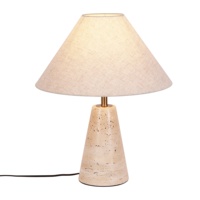Lampe de table de salon de Style de luxe travertin jaune et tissu de lin appartement chambre Table lampes de bureau lampe de table moderne