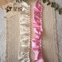 Dentelle plissée double couche en mousseline de 6 cm avec perles incrustées, accessoire à franges volantées pour chouchous à cheveux