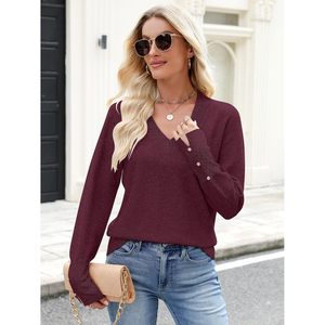 Pull en maille à col en V pour femme FOXA, manches longues, décontracté, anti-boulochage, léger, idéal pour le travail et les occasions professionnelles - Product Image 4