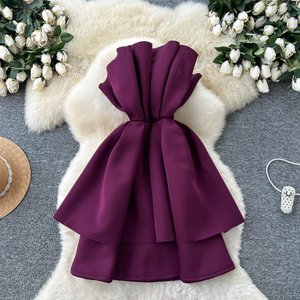 <span class=keywords><strong>Taglie</strong></span> <span class=keywords><strong>forti</strong></span> estate elegante <span class=keywords><strong>tunica</strong></span> senza spalline sottile plissettato abito Midi per le donne senza maniche impero 3D pizzo Vestidos - Product Image 1