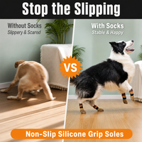 Chaussettes antidérapantes pour chiens avec sangles, en coton rayé, douces, respirantes, protection des pattes pour chiens âgés, de taille moyenne et grande