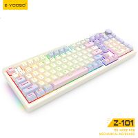 Clavier de jeu mécanique sans fil programmable E-YOOSO 100 touches RGB, Hot Swap, Gasket Mount, touches PBT, bouton rotatif, BT/2.4G/USB-C