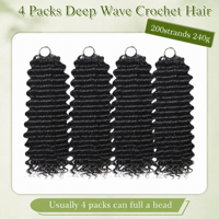 Extensions de cheveux naturels noirs à ondulations profondes, en crochets, sans trame, pré-séparées, pour tressage