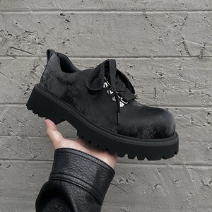 Zapatos de cuero informales con textura de terciopelo que aumentan la altura en 5 cm, zapatos de cuero con punta redonda y suela gruesa, sensación de lujo para todas las estaciones - Product Image 2