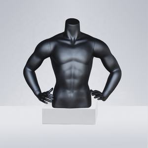 Matte Schwarz Shiny White Mannequin Muscle Mann Halb Körper Fiberglas Männliche Obere Hälfte Körper Sport Mannequin Für Verkauf - Product Image 4