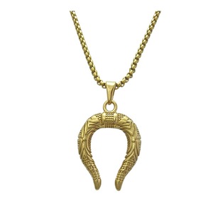 Yunnique – collier avec pendentif ailes dorées, en acier inoxydable, Design géométrique, bijoux à la mode Hip Hop pour hommes - Product Image 1