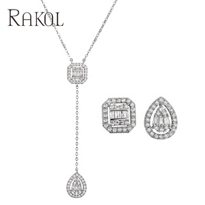 RAKOL SP3177 Pendiente Cubic Zirconia Colgante Collar Conjunto de joyas Novia Pendientes de plata - Product Image 2