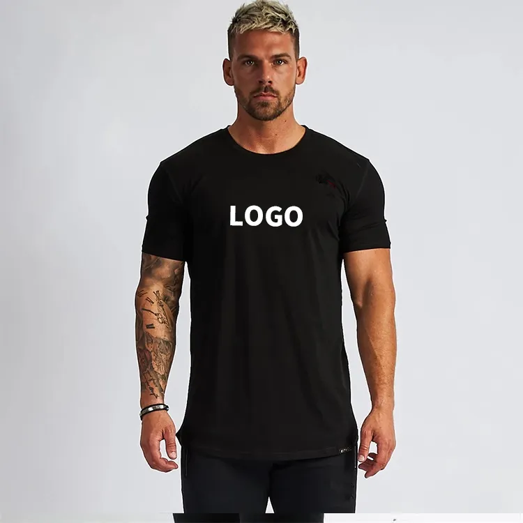 Custom Logo Polyester Quick Dry Running Fitness T-shirt Workout Athletic Gym Sport Mens Muscle T Shirt