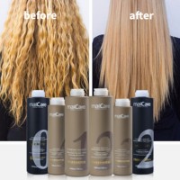 Ensemble de traitement lissant à la kératine brun pour cheveux crépus et abîmés