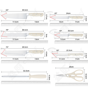 Juego de 14 cuchillos de cocina con bloque, cuchillos de chef de acero inoxidable de alto carbono con mango completo y bloque, afilador de cuchillos, cuchillo para carne - Product Image 6