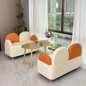 Modern Leather <b>Restaurant</b> <b>Furniture</b> Sofa-Commercial Use Durable Eco-Friendly High-Density Foam for Cafe Bookstore Library Hotel - Product Image 1