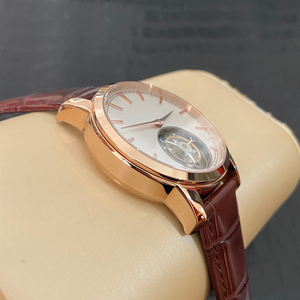 Reloj Mecánico en Tono Oro Rosa con Tourbillon, Esfera Redonda de 38 mm, Correa de Cuero Genuino Marrón, Estilo Elegante para Vestir - Product Image 3