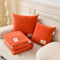 Couverture et oreiller pour bébé en velours brodé double face, polaire corail personnalisée, couette chaude à double usage pour le bureau et la voiture