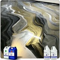 Résine époxy métallique colorée pour sols, haute transparence, sans bulles, résine de nivellement lisse pour la conception de maisons