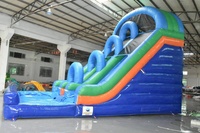 Toboggan aquatique gonflable double ligne robuste avec piscine pour enfants, prix usine