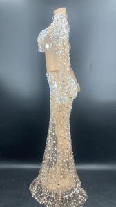 Robe <span class=keywords><strong>de</strong></span> soirée d'été pour femme, longue, transparente, à sequins, manches longues, en maille, élégante, pour fête d'anniversaire, robe <span class=keywords><strong>de</strong></span> mère <span class=keywords><strong>de</strong></span> la mariée - Product Image 3