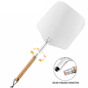 Accesorios <span class=keywords><strong>de</strong></span> Cocina, Pala para Pizza Deslizante <span class=keywords><strong>de</strong></span> Aluminio <span class=keywords><strong>de</strong></span> 12 Pulgadas con Mango <span class=keywords><strong>de</strong></span> Madera Desmontable para Hornear Masa - Product Image 3