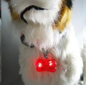 Sicherheit Nachtlicht Anhänger LED Blinkende Tag Mode Sicherheit Blinkende LED Haustier Pendel leuchte Knochen form Hund Name ID Tag