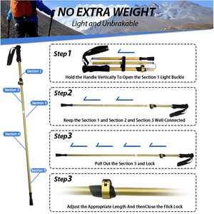 Bâtons <span class=keywords><strong>de</strong></span> randonnée pliables en alliage d'aluminium premium 7075/6061, bâtons <span class=keywords><strong>de</strong></span> trekking portables et réglables pour l'escalade et le <span class=keywords><strong>ski</strong></span> - Product Image 4