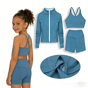Completo Sportivo in Nylon ad Asciugatura Rapida per Bambini, Set Giacca Yoga, <span class=keywords><strong>Abbigliamento</strong></span> Attivo per Bambini, <span class=keywords><strong>Abbigliamento</strong></span> Sportivo per Ragazze, Set Yoga Lu - Product Image 2