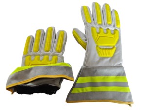 Luvas de trabalho de bombeiro Forro HPPE resistente a cortes Extended Cowhide EVA Shock Absorption para proteção quente do trabalho Amostra grátis - Product Image 5