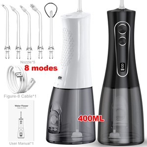Nuevo Irrigador Bucal Portátil Recargable por USB IPX7 de 400 ml con Pantalla Digital y 8 Modos para el Hogar - Product Image 1
