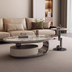 Thấp và cao vòng nhỏ và lớn Bàn cà phê vàng kim loại phòng khách sang trọng đá đầu bảng bên - Product Image 3