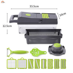 Mandoline à légumes manuelle intelligente 16-en-1 en plastique, presse-ail, hachoir à légumes, coupe-légumes, trancheuse à salade facile - Product Image 2