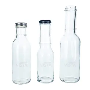 VISTA toptan 500ml 25cl 50cl 9OZ 17OZ suyu cam süt içecek şişesi 250ml Metal kapaklı