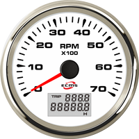 Tachometer RPM Mesin Kapal 85mm dengan Pengukur Jam LED 0-7000 RPM 12V/24V dengan Lampu Latar