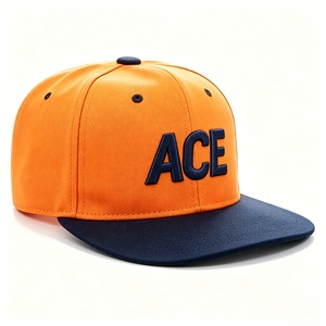 Gorra de Béisbol Hip Hop de 6 Paneles con Visera Plana, Logotipo Bordado en 3D en Dos Tonos Naranja y Azul Marino, 100% Lona de Algodón, Unisex, Cierre a Presión - Product Image 4